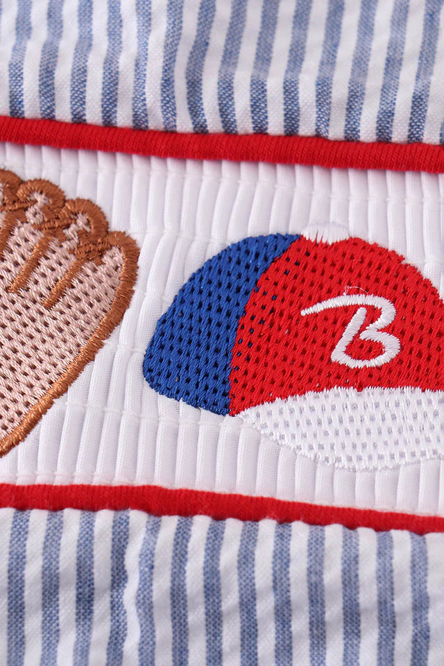 BLUE BASEBALL EMBROIDERY SMOCKED JONJON