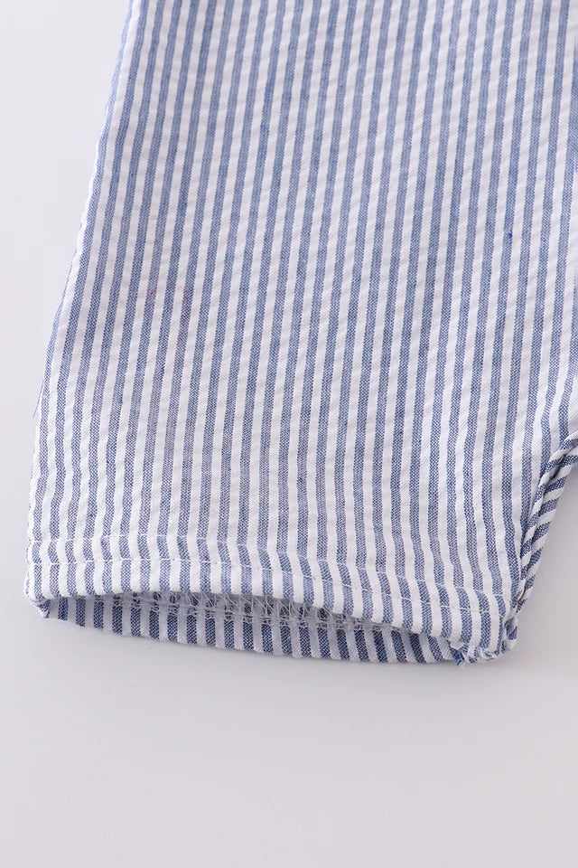 BLUE BASEBALL EMBROIDERY SMOCKED JONJON