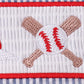 RED BASEBALL EMBROIDERY SMOCKED BUBBLE