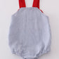 RED BASEBALL EMBROIDERY SMOCKED BUBBLE