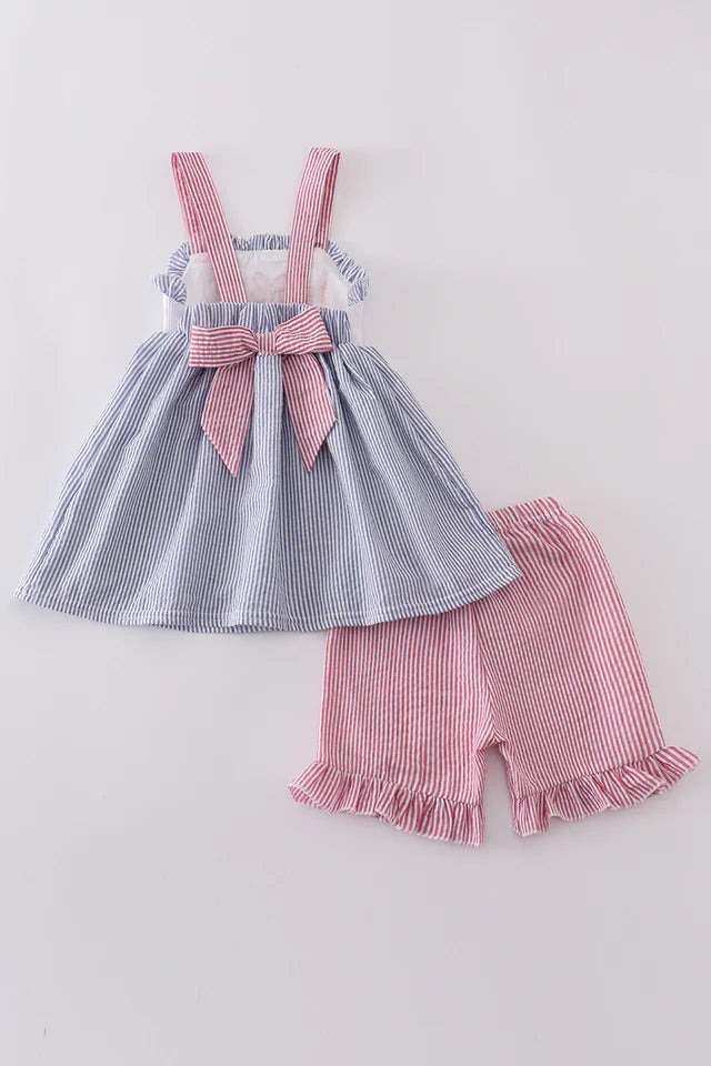 PINK BASEBALL EMBROIDERY SMOCKED SET