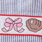 PINK BASEBALL EMBROIDERY SMOCKED BLOOMER SET