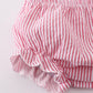 PINK BASEBALL EMBROIDERY SMOCKED BLOOMER SET