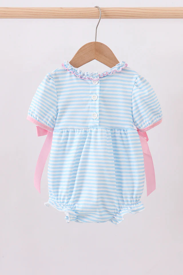 BLUE CROSS EMBROIDERY RUFFLE STRIPE BUBBLE