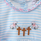 BLUE CROSS EMBROIDERY RUFFLE STRIPE BUBBLE