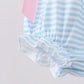BLUE CROSS EMBROIDERY RUFFLE STRIPE BUBBLE