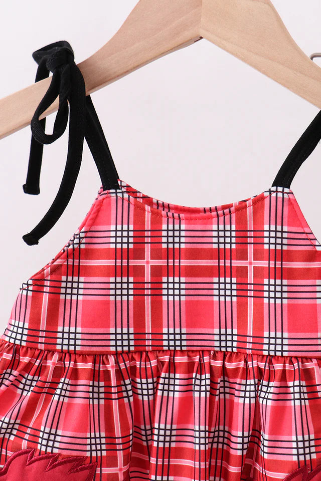 PIG APPLIQUE PLAID BLOOMER SET