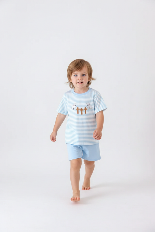 BLUE CROSS EMBROIDERY SHORTS SET