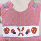 Baseball  Hand smocked red gingham Shortall
