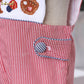 Baseball  Hand smocked red gingham Shortall