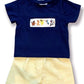 Lion  hand smocked boy short set