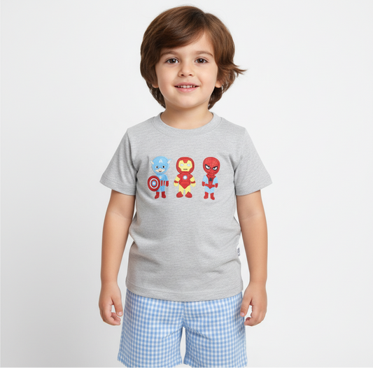 Boys AppliqueSuper Hero short set