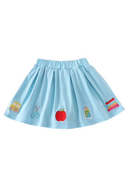 Back to school embroidered twirl skirt