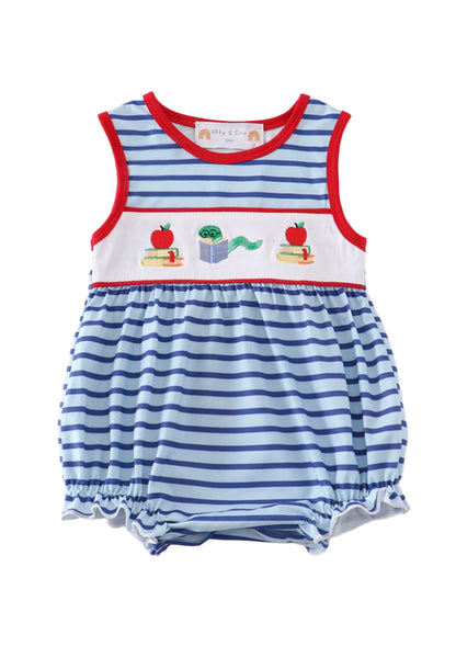 Back to school embroidered stripe bubble