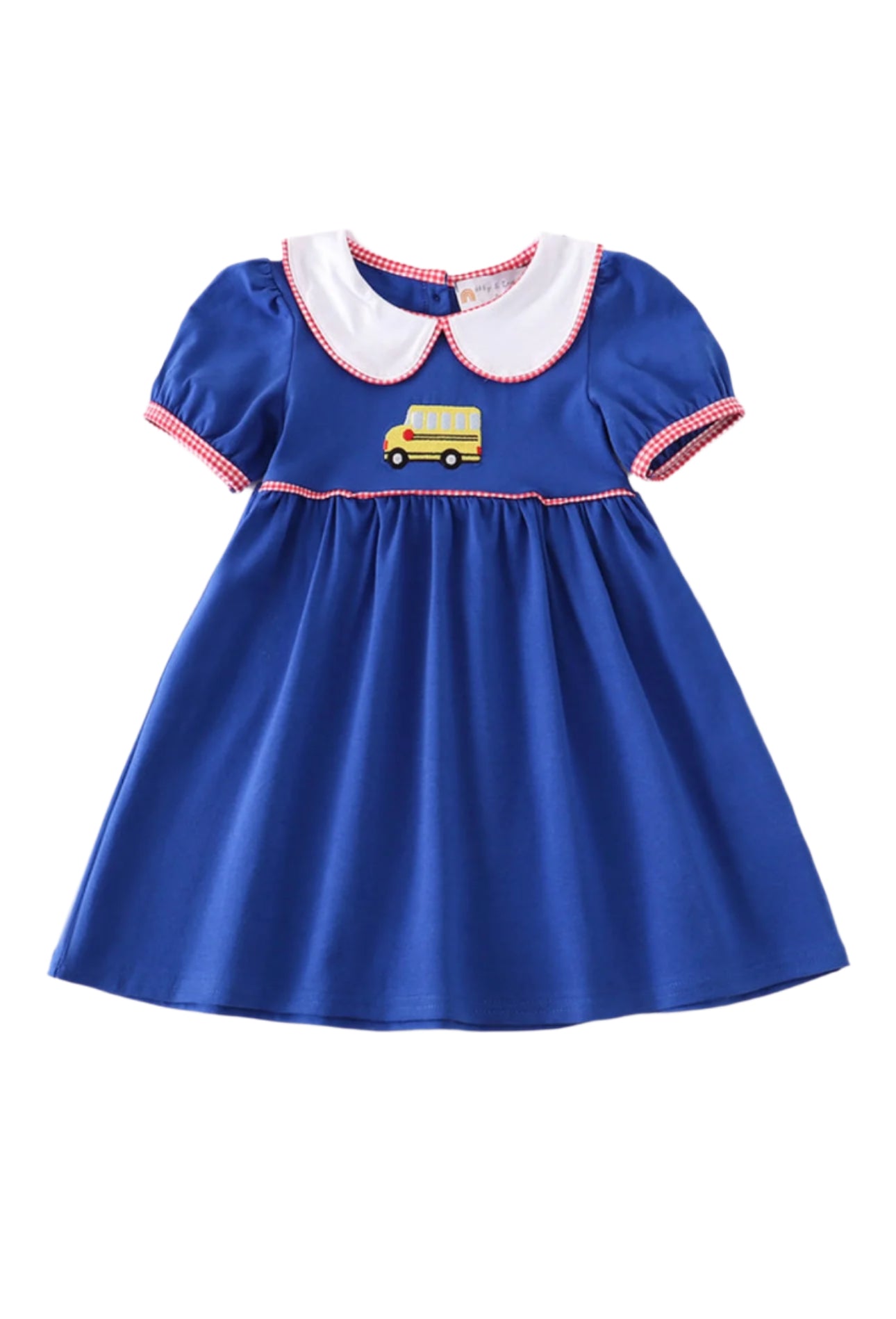 Embroidered Bus Dress with collar and piping