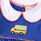 Embroidered Bus Dress with collar and piping