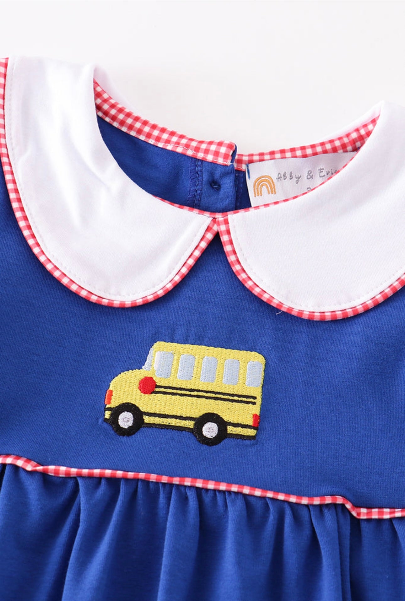 Embroidered Bus Dress with collar and piping