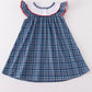 Girls Plaid ABC embroidered bishop dress