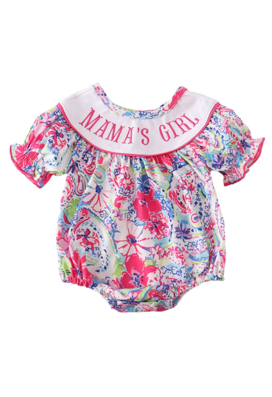 Mamas Girl Embroidered Lily Print Bubble