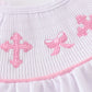 PINK CROSS EMBROIDER SMOCKED BLOOMER SET