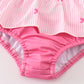 PINK STRIPE BOW EMBROIDERY 2PC SWIMSUIT