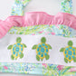 Turtle embroidered lily print swim