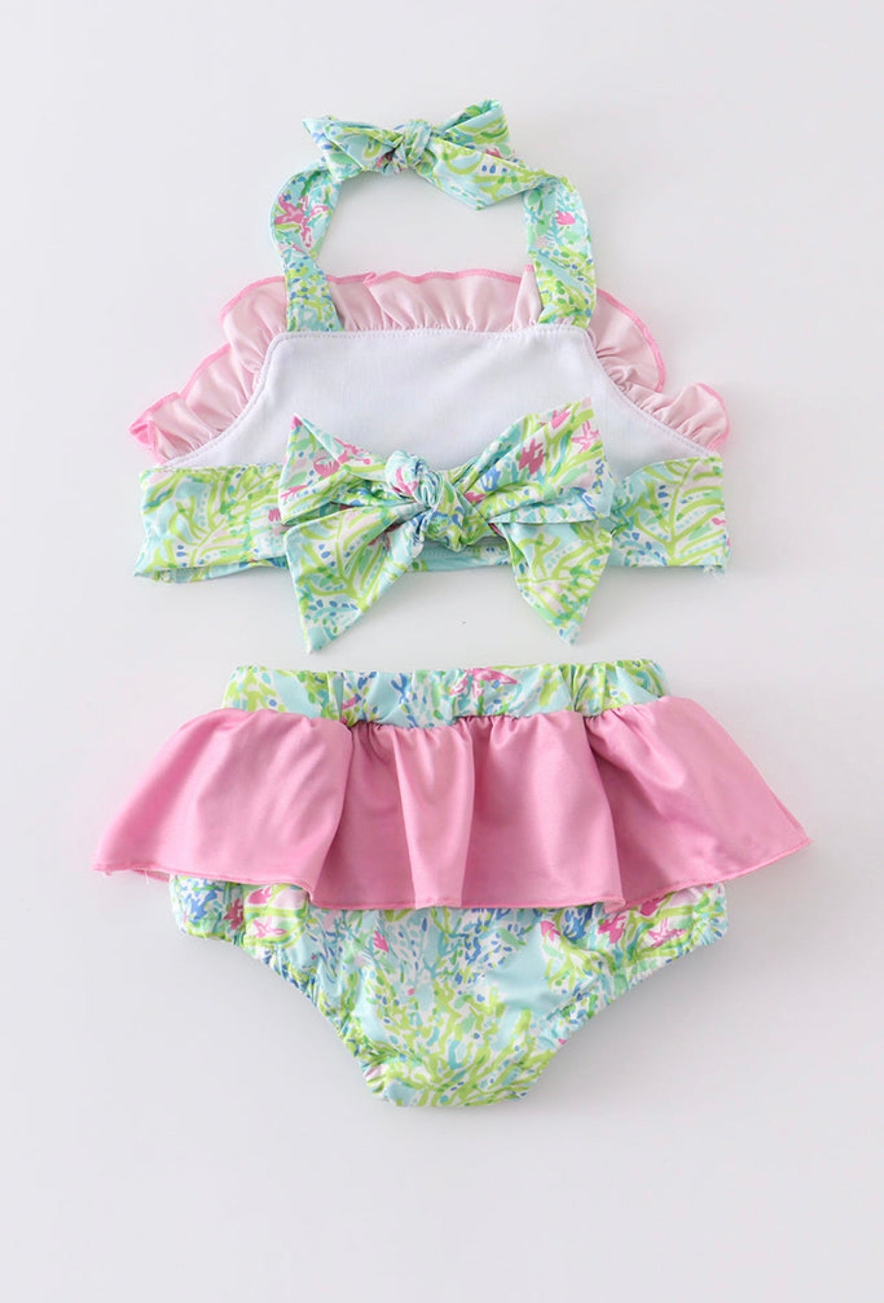 Turtle embroidered lily print swim