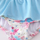 BLUE FLORAL EMBROIDERY ONE-PIECE SWIMSUIT