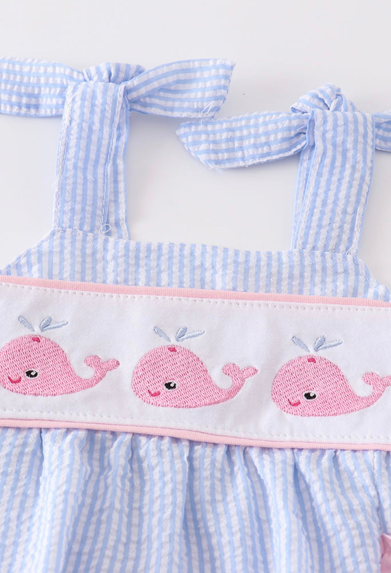 Seersucker Whale and ruffle bubble