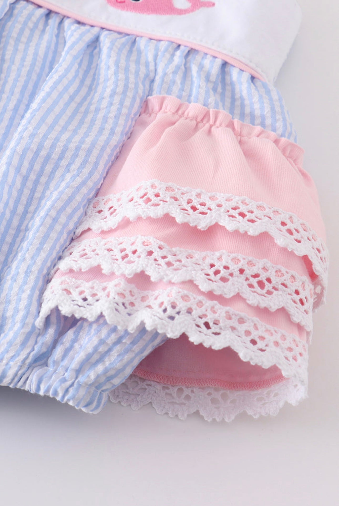 Seersucker Whale and ruffle bubble