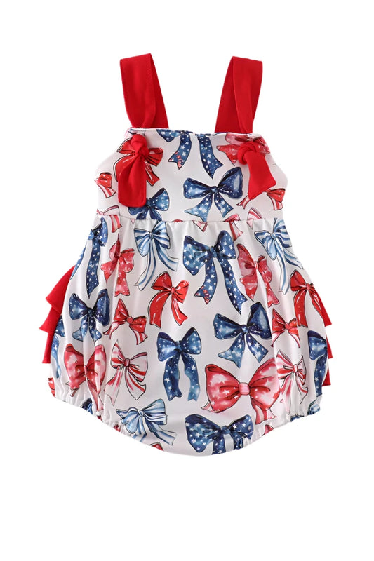 BOW PRINT RUFFLE BUBBLE