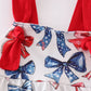 BOW PRINT RUFFLE BUBBLE