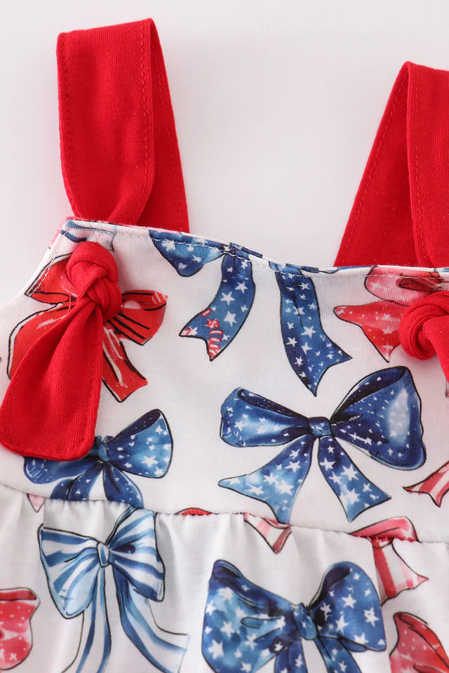 BOW PRINT RUFFLE BUBBLE