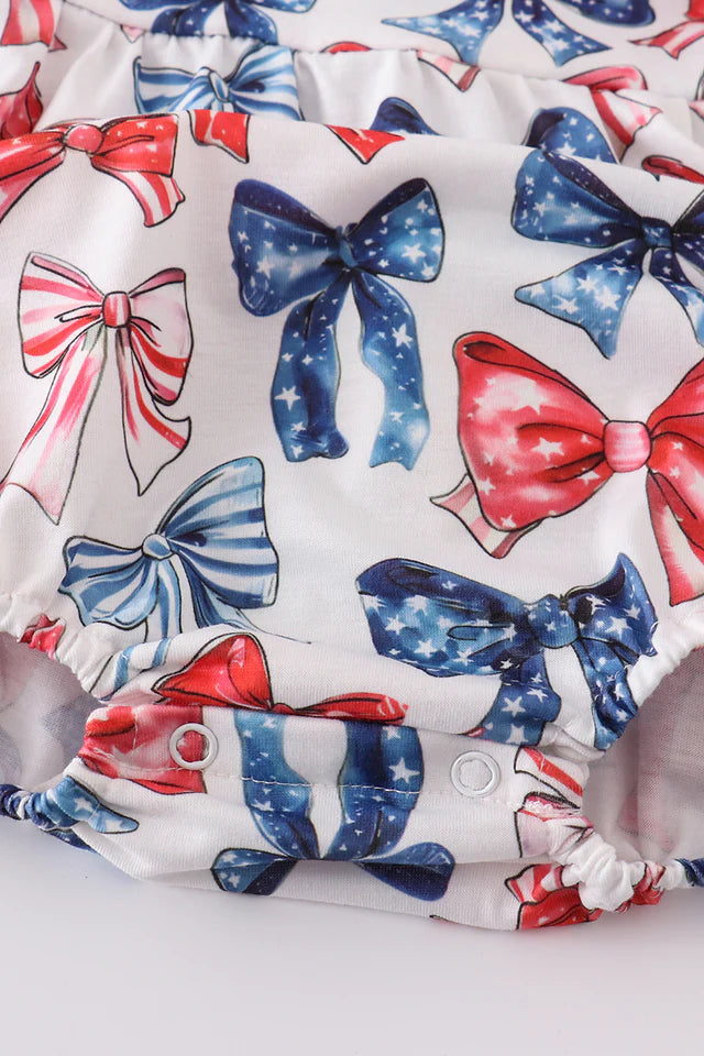 BOW PRINT RUFFLE BUBBLE