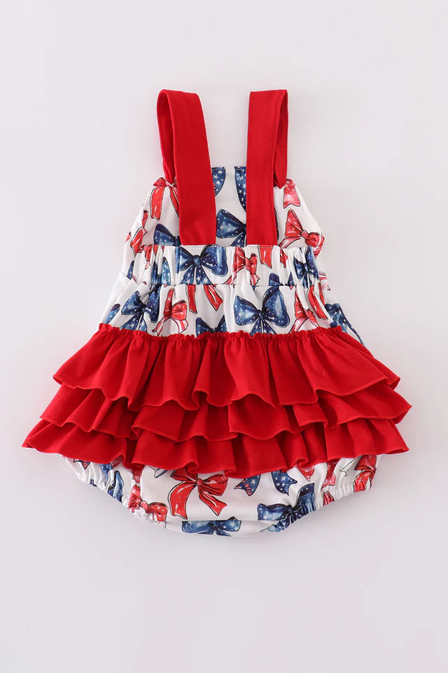 BOW PRINT RUFFLE BUBBLE