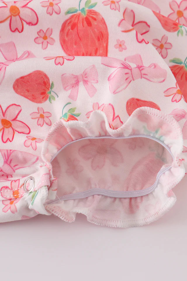 PINK STRAWBERRY PRINT BOW BUBBLE