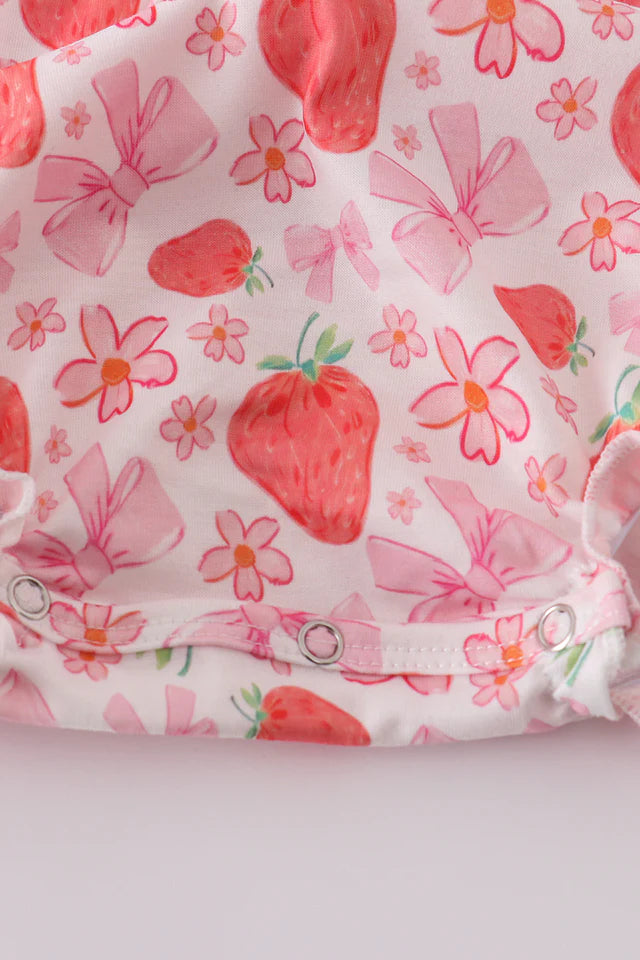 PINK STRAWBERRY PRINT BOW BUBBLE