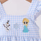 PREMIUM BLUE SNOWMAN EMBROIDERY GINGHAM RUFFLE BUBBLE