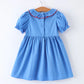 Toddler Girl Heart Applique Blue Dress