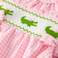 Baby Girls Summer Crocodile Embroidered Smocked Romper