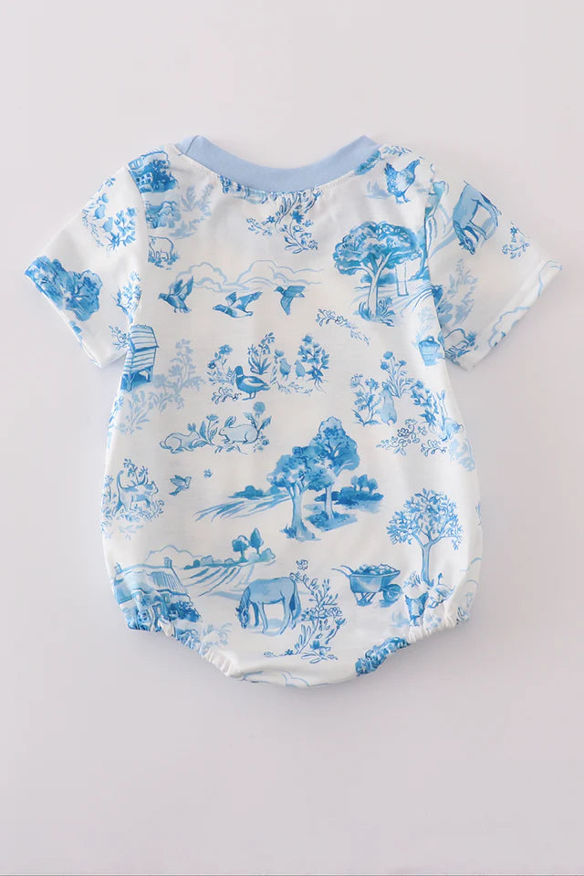 BLUE FARM PRINT POCKET BUBBLE