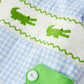 Baby Boys Summer Crocodile Embroidered Smocked Romper