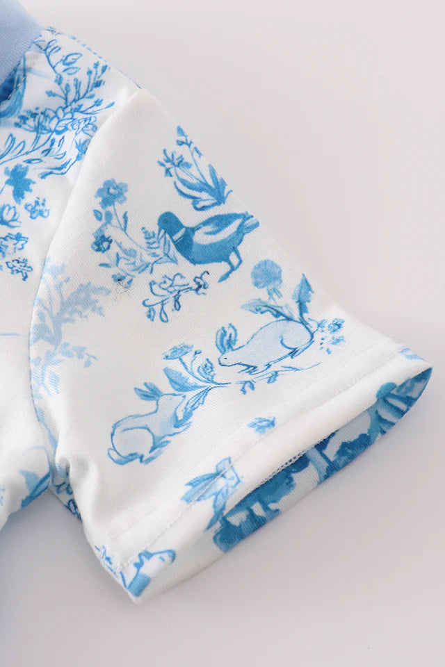 BLUE FARM PRINT POCKET BUBBLE