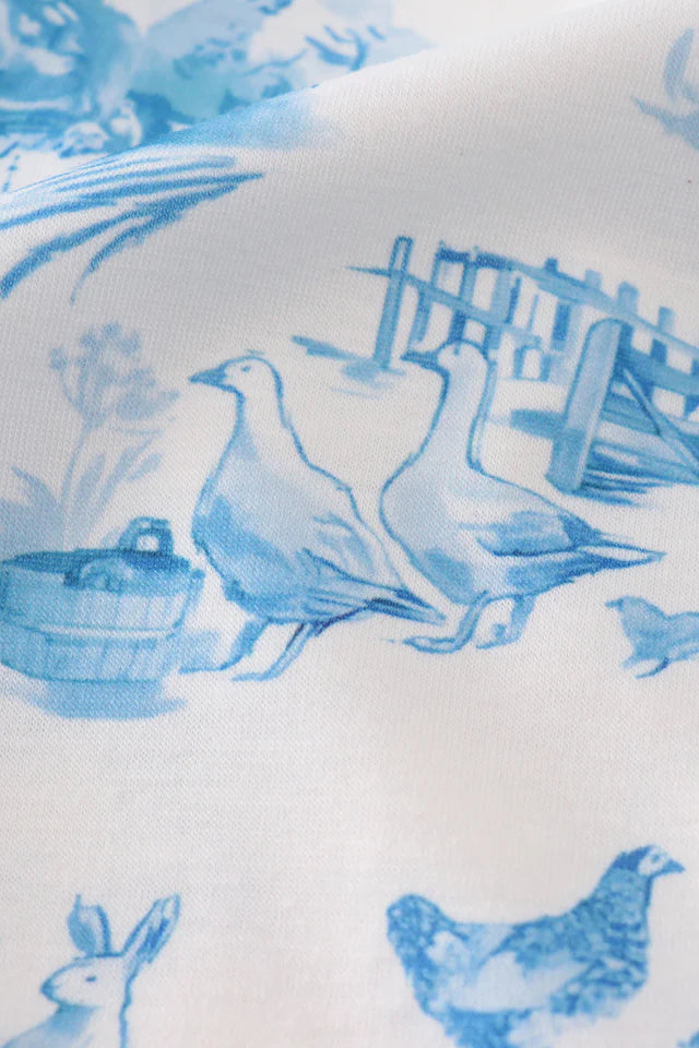 BLUE FARM PRINT DRESS