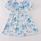 BLUE FARM PRINT DRESS