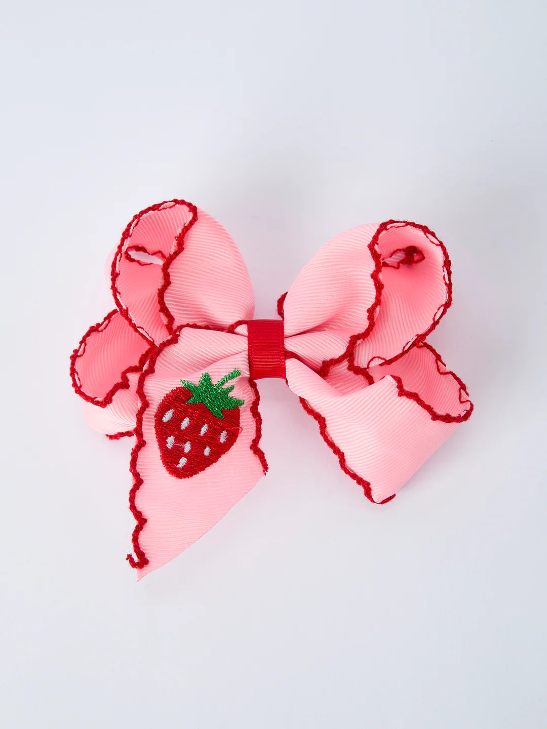 Strawberry Embroidered Girls Hairpin 4 Inches-Pink