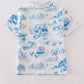 BLUE FARM PRINT BUTTON DOWN SHIRT