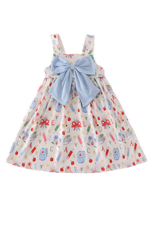 BLUE PENCIL BOW DRESS