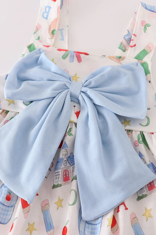 BLUE PENCIL BOW DRESS