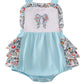 BLUE FLORAL BOW RUFFLE BUBBLE